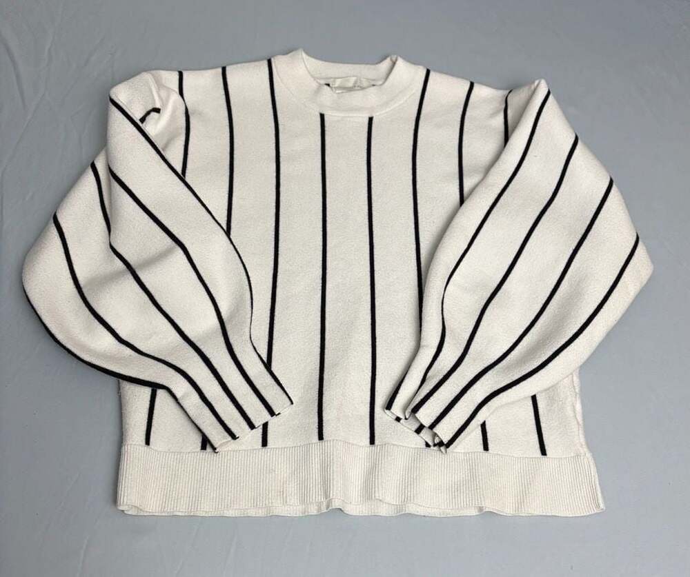 All:Row Balloon Sleeve Pinstripe Sweater
